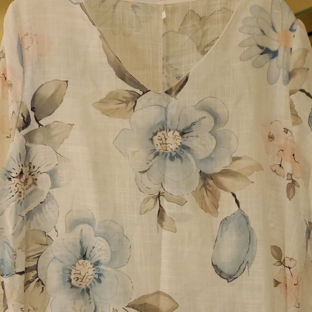 Floral V-Neck Women's Top Sz L